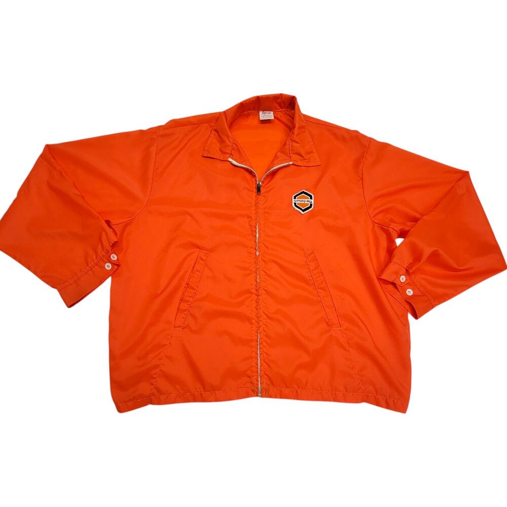 Vintage Cap'n Jac Orange Windbreaker Jacket Gifford-Hill Patch Mens XL USA